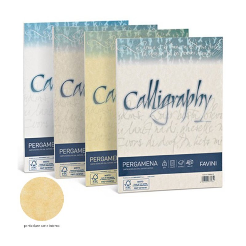 50 cartoncini effetto pergamena CALLIGRAPHY A4 BIANCO