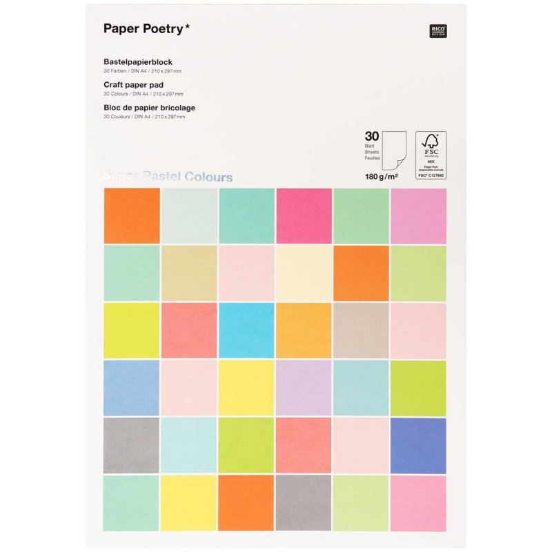 Paper Pad - A4 - Super Pastel Colours