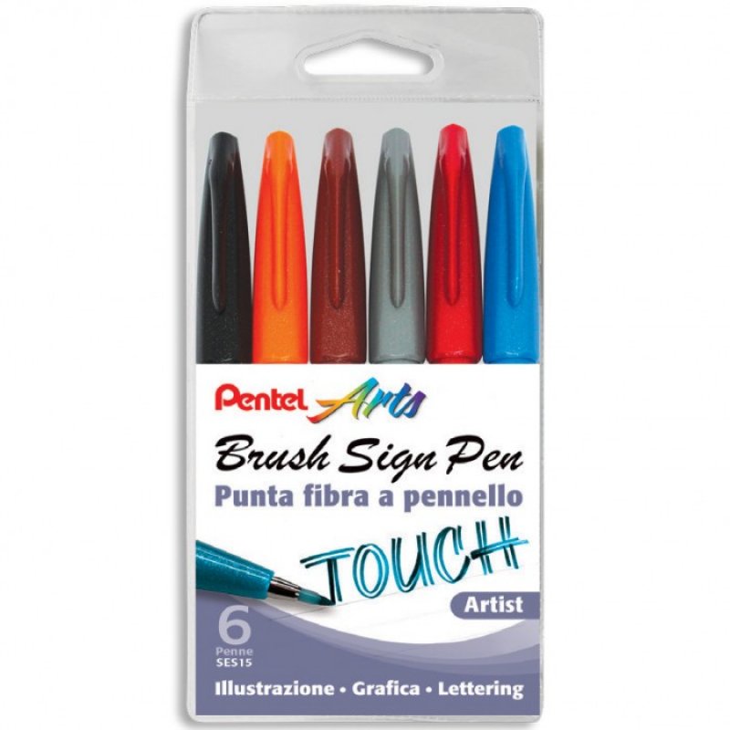 Set 6 Pentel Touch - Brush Pen