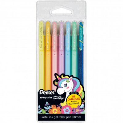 Set 7 Pentel - Penna Sfera Gel Hybrid Milky
