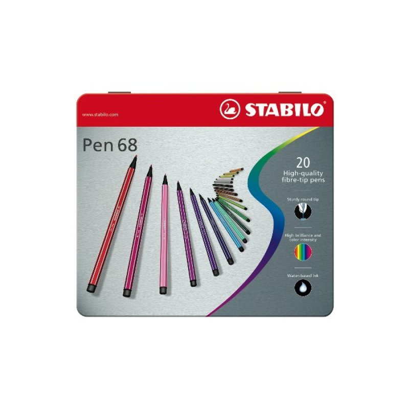 Stabilo Pen 68 - 20 colori, scatola in metallo