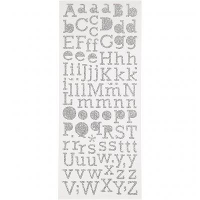 Stickers - Alfabeto argento glitterato