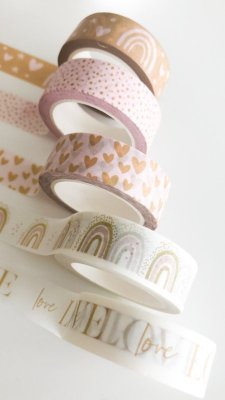 Washi Tape - Cuori sfondo Rosa